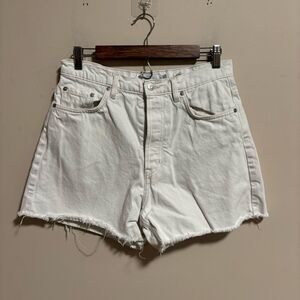 & Other Stories White Denim Button Fly Shorts- Size 8